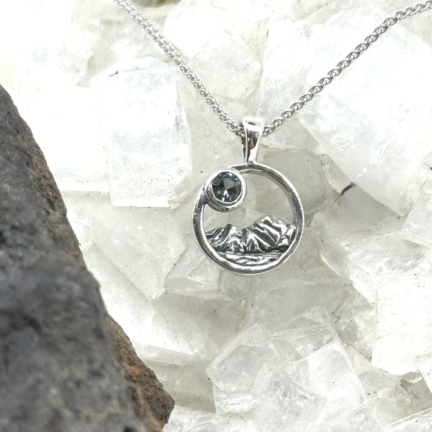 3mm Montana Sapphire Mountain Pendant