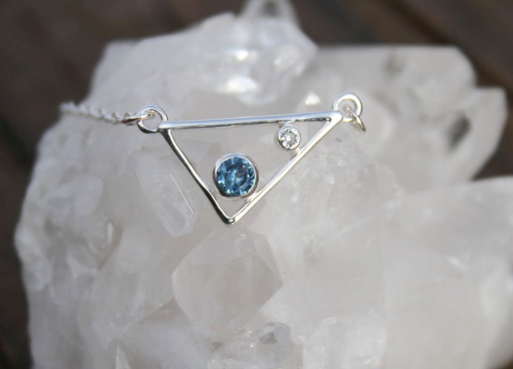 Silver Montana Sapphire Triangle Pendant