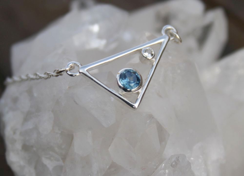 Silver Montana Sapphire Triangle Pendant