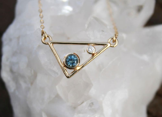 Gold Montana Sapphire Triangle Pendant