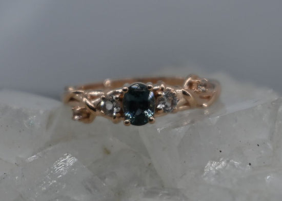 Montana Sapphire and Diamond Barbwire Ring
