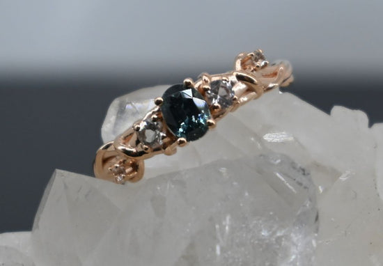 Montana Sapphire and Diamond Barbwire Ring