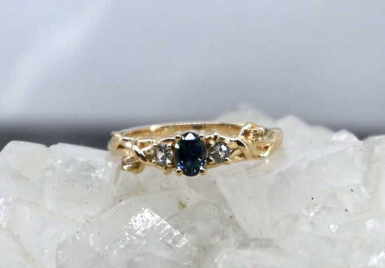 Montana Sapphire and Diamond Barbwire Ring