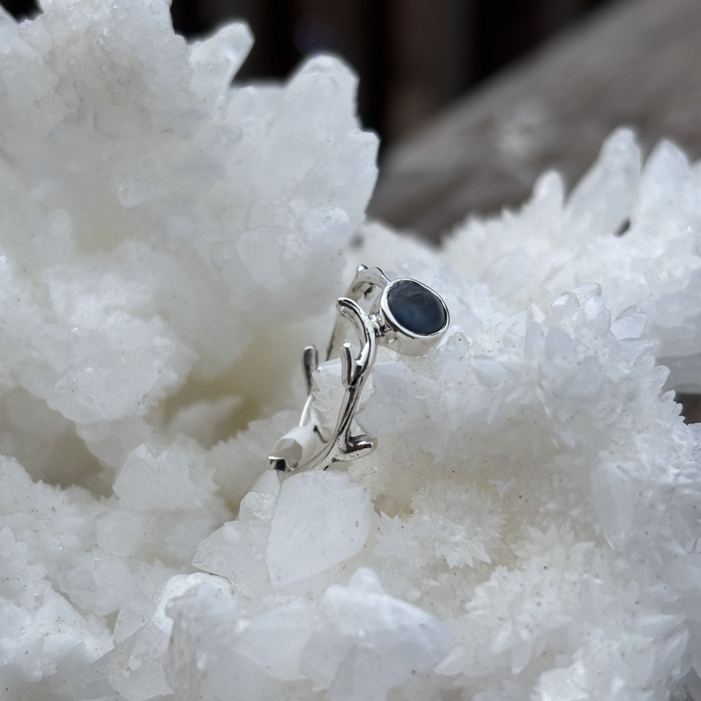 Branch Textured Uncut Montana Sapphire Ring - Bezel Set