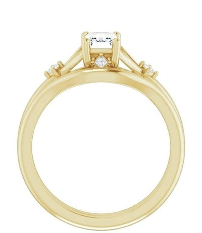 Montana Gems and Sapphire Jewelry emerald cut teal sapphire ring in yellow gold with hidden princess cut diamonds