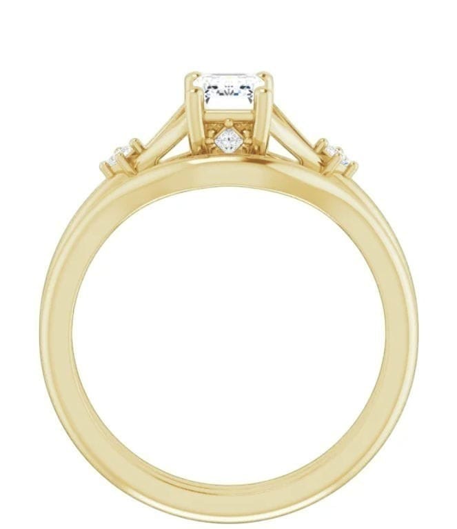 Montana Gems and Sapphire Jewelry emerald cut teal sapphire ring in yellow gold with hidden princess cut diamonds