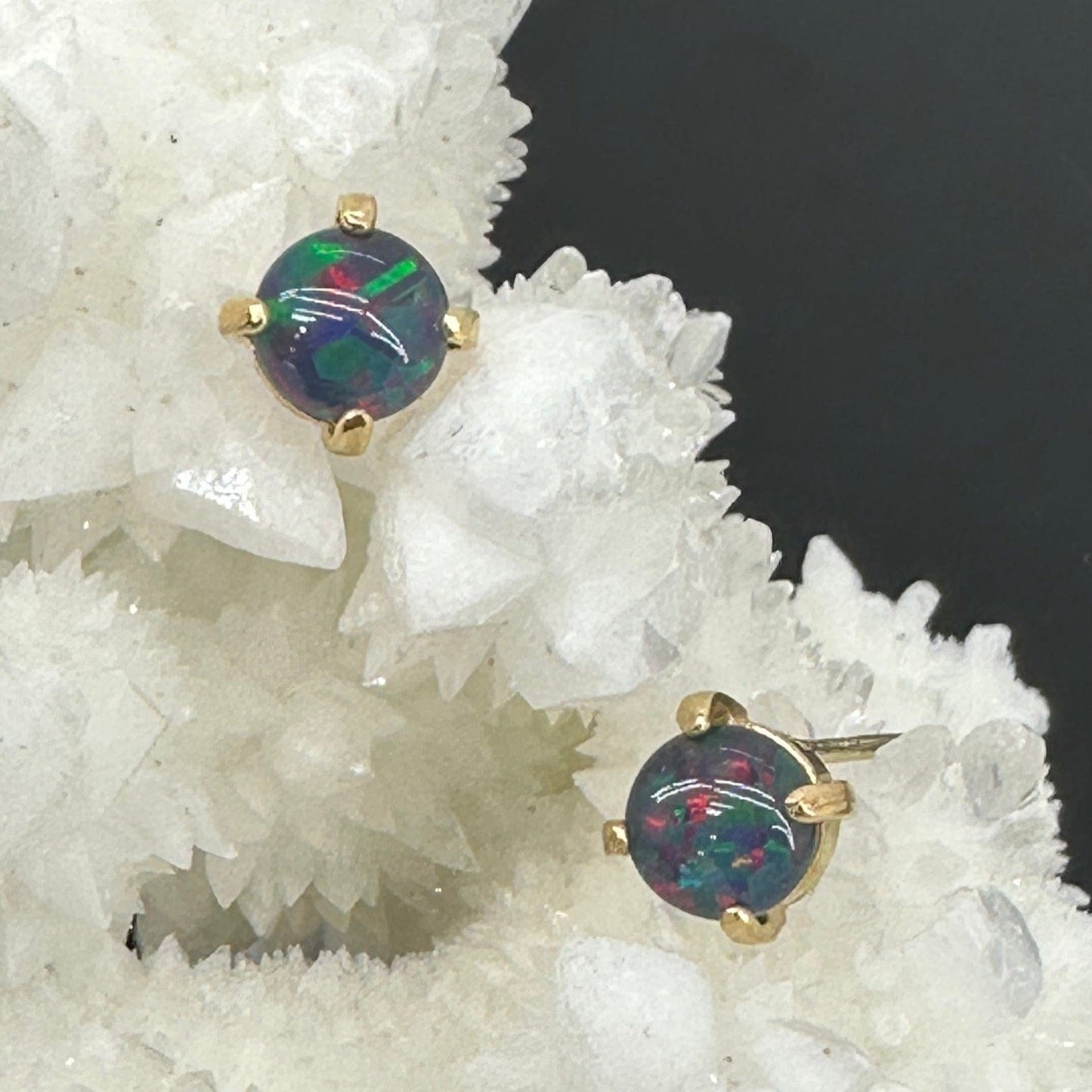 gold Idaho opal stud earrings 