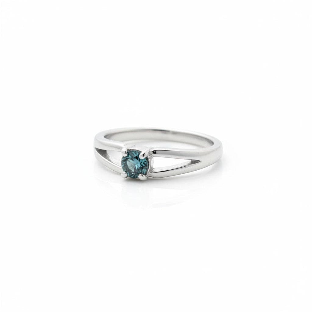 Montana Gems and Sapphire Jewelry sterling silver ring with a 3.5mm blue sapphire and a delicate split shank design.