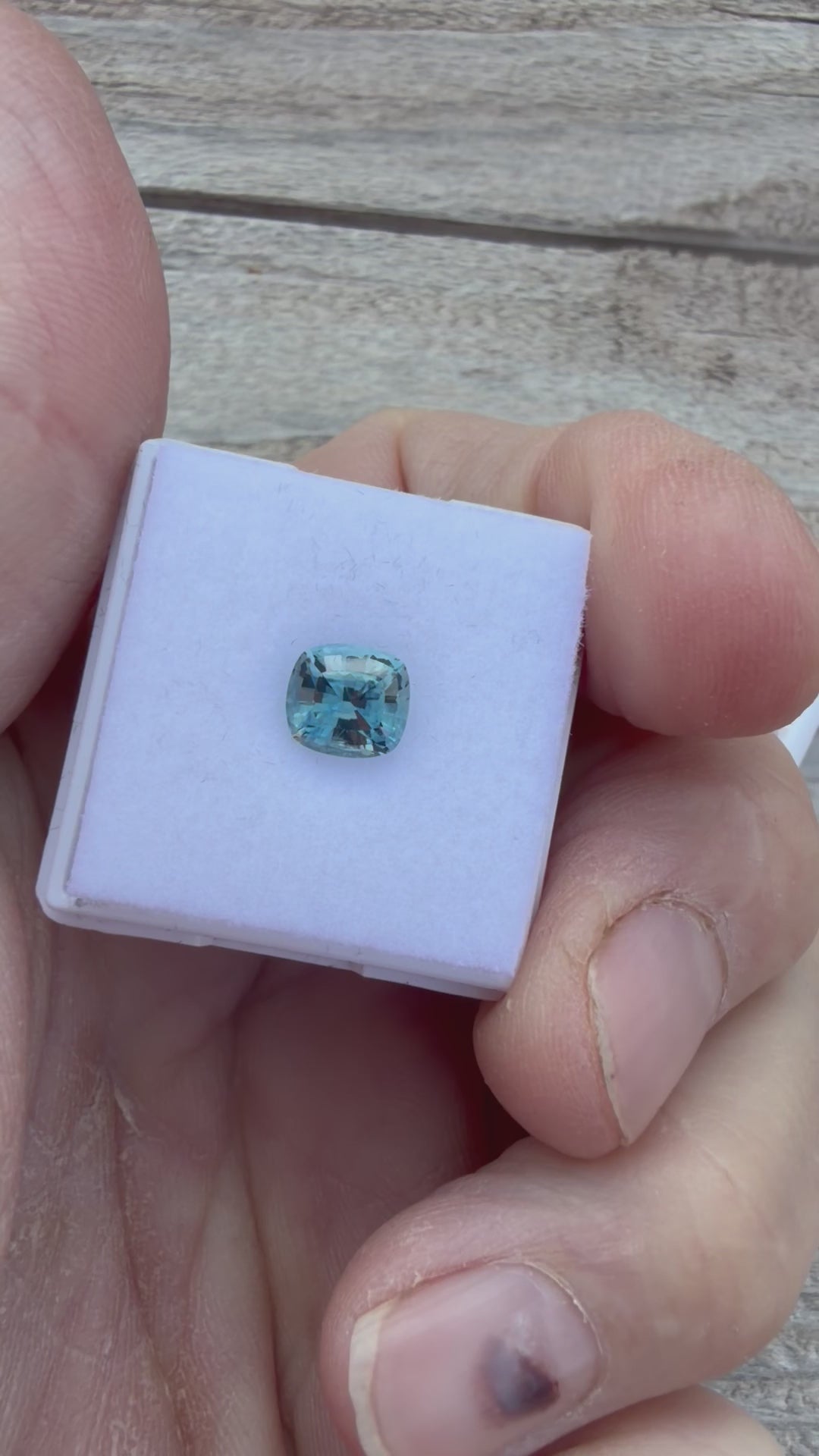 Load and play video in Gallery viewer, 1.75ct Cushion cut, 6.75 x 6.25mm natural Montana Sapphire.   From El Dorado Bar, Helena, Montana.   Mined and cut in Montana, USA
