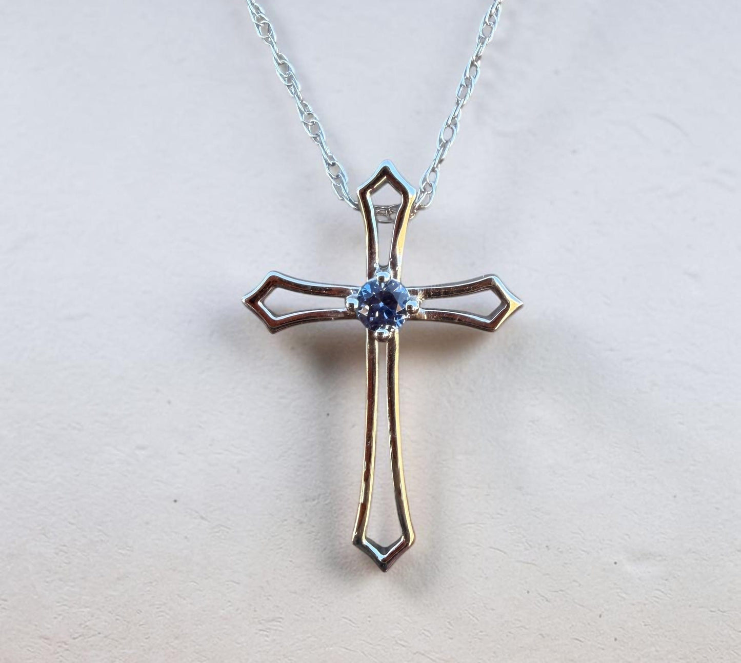 Yogo Sapphire Open Cross Pendant
