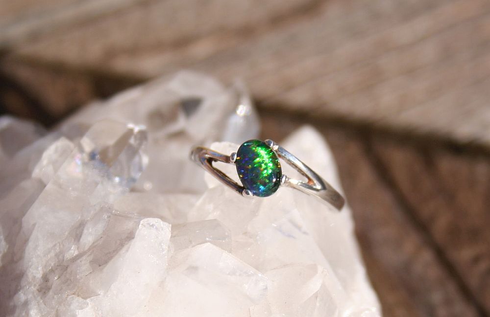 Offset Idaho Opal Ring