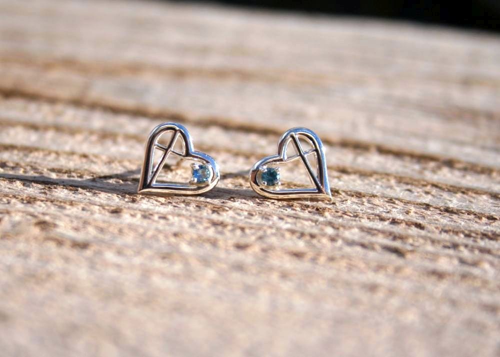 Heart Cross Montana Sapphire Studs