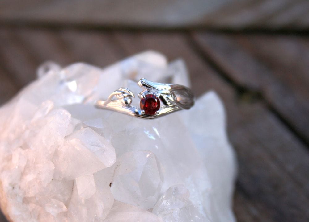 R310G Ruby ring on crystal