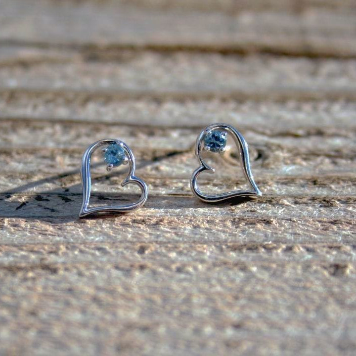 Weeping heart design sapphire studs